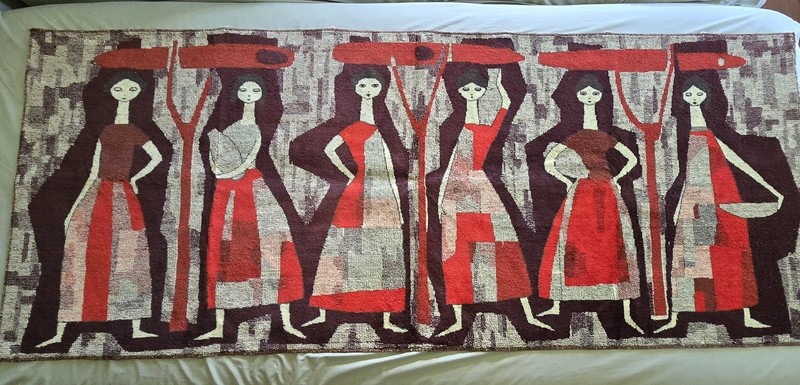 RARE 1960s Hungarian Mid-Century Modern «Erika» Moquette Tapestry László Pécsi