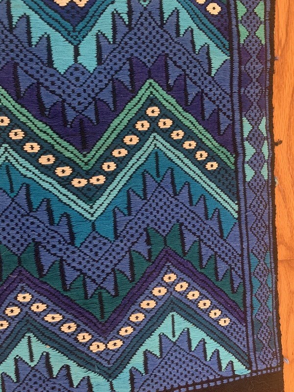 Beautiful Handwoven Tapestry Blue Green White. Estimate Size 24X16 Inches gallery