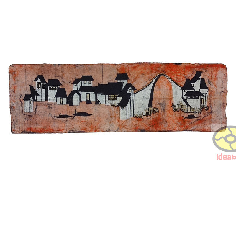 Folk Art Home Wall Hanging Batik Tapestry - Watery Town in Southern China 17x57" gallery