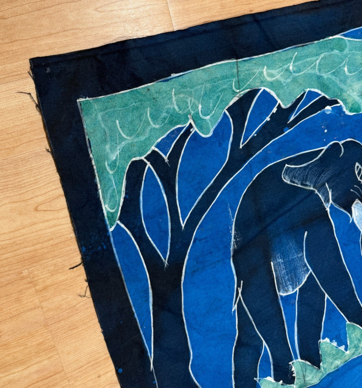 Ghanaian Hand Dyed Batik Fabric Print Cotton Artwork Wall Hanging - 53" X 78" gallery