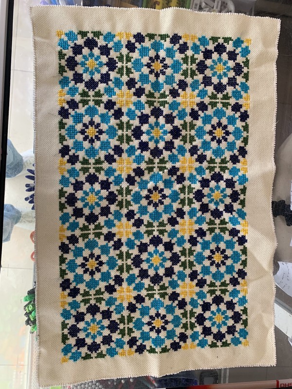 Vintage Moroccan Wall Hanging Hand Sewn Applique Textile Art
