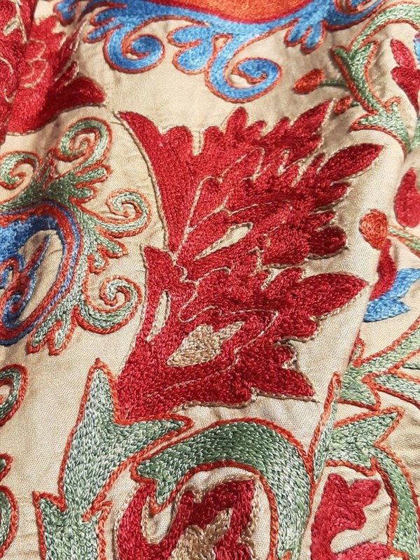 A fabulous Bukhara silk on silk hand embroidery Suzani. Embroidered in 2019. gallery