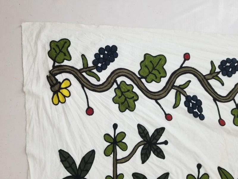 Antique Traditional Kashmiri Crewelwork Tree of Life Motif Textile Panel 295x152 gallery