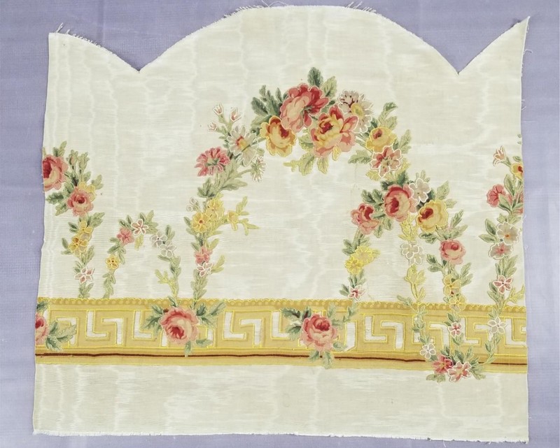 Antique French Floral Appliqué Embroidered Panel 63x56cms