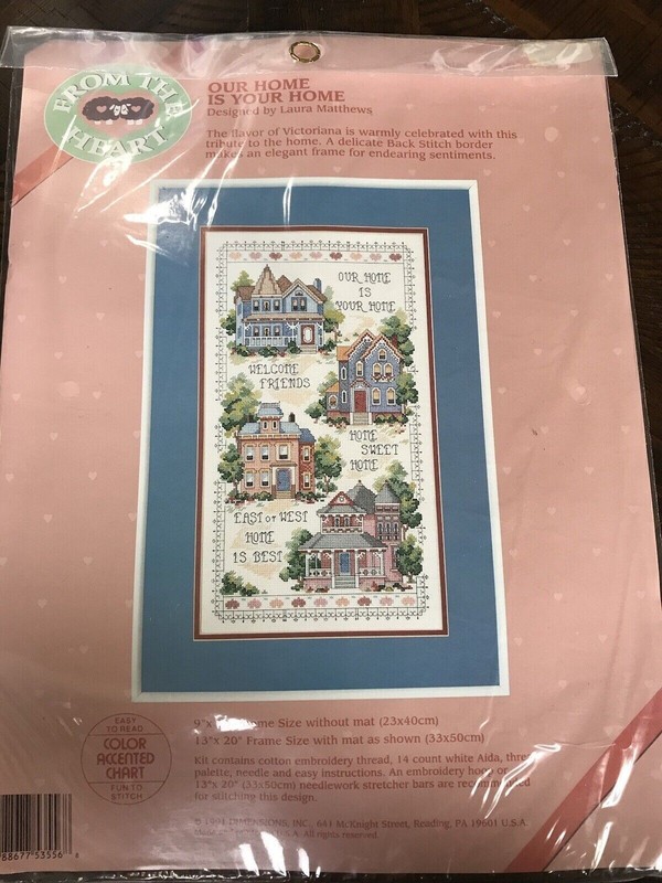 Vtg «Our Home to Your Home» Counted Cross Stitch Kit New Sealed 13″x20″
