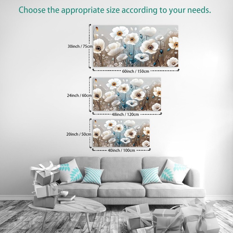 Large White Poppy Flower Wall Art Elegant Flower Framed Floral Canvas Print f... gallery