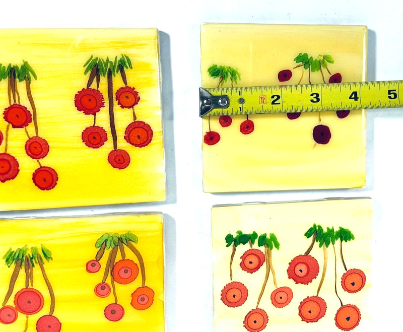Decorative Ceramic Tile 4" x 4" Coaster Orange & Red Flower Yellow Flower (4) gallery