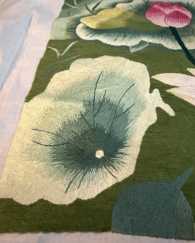 Silk Art Embroidery Susho Suzhou Handmade Lotus Flower Duck Finished Unframed gallery