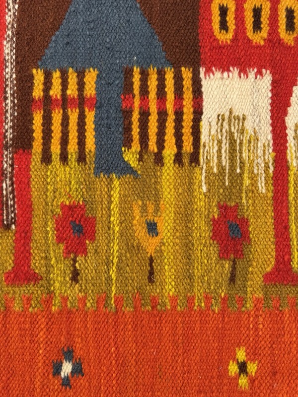 Maria Domanska Poland Mid Century Modern Folk Art Horse Rider Textile Woven Art gallery