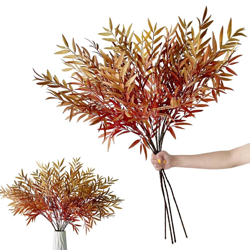 SNAIL GARDEN 4 Bundles Artificial Fall Leaves Stems with 912 Graduated Leaves...