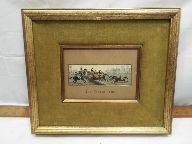 Stevengraph Pure Silk Woven Picture Horse Race WATER JUMP Equestrian Embroidery