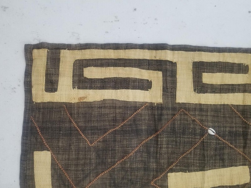 Vintage African Kuba Cloth Raffia Appliqué Handmade Tribal Textile 106x53cm gallery