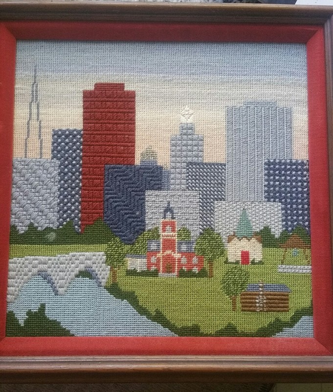 Beautiful Crewelwork Cityscape Style/Colors Maybe Philadelphia. gallery
