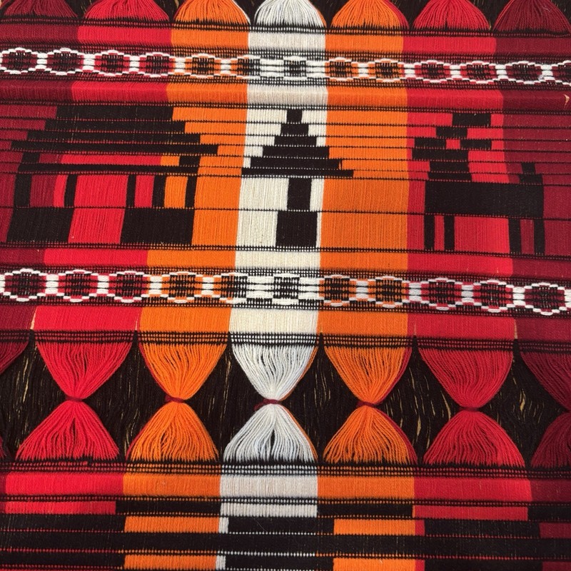 Tapestry Folk Art Hand Woven Fringe Boho Wall Hanging Textile Rustic Global Vtg