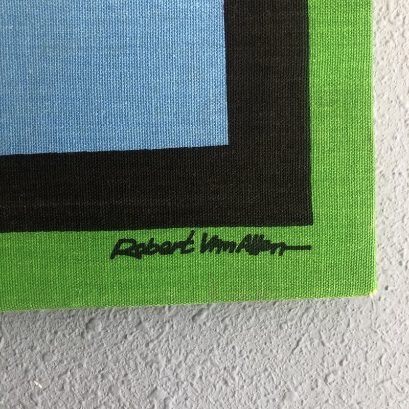 Artist Robert Van Allen 1970s Canvas Wall Art Screen Print Primary House 18” gallery