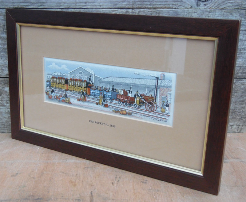 Vintage 1970s Cash’s Woven Silk Picture Stevenson’s 'Rocket' 1830 Framed & Boxed gallery