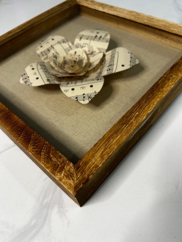 Framed Flower Wall Art Handmade Sheet Music Paper Décor Rustic Music Lover Gift