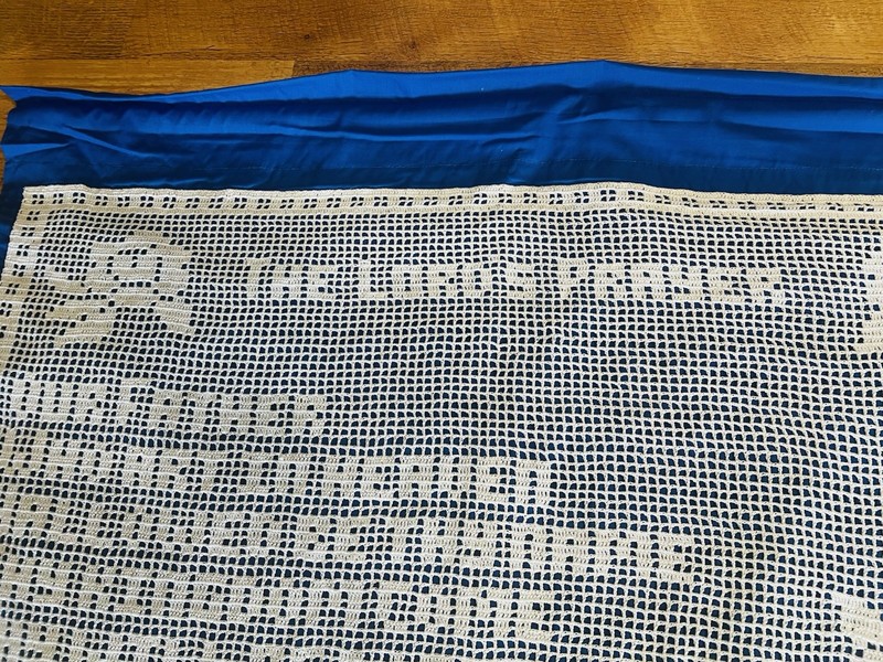 Crocheted Wall Art "The Lord's Prayer" Vintage Handmade Lace Blue Faith DECOR gallery