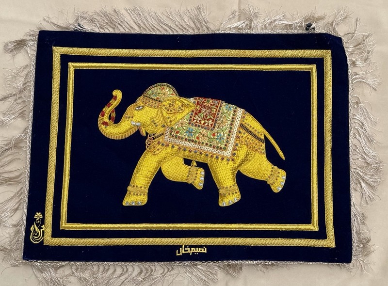 Rugs Jewel Carpet Wall Hanging Elephant 27″x20″ Hand Embroidery Wall Art
