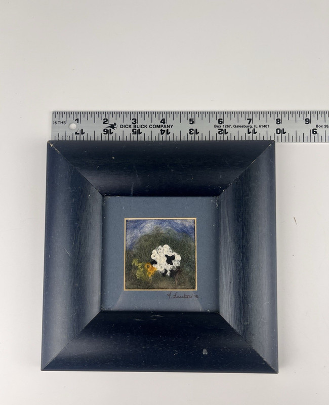 Felted Sheep Handmade Felt Art Framed Signed Country Scene Felting OOAK Wool gallery