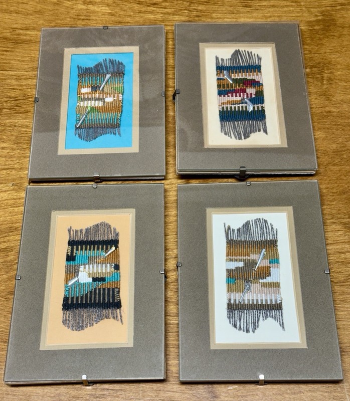 Set of 4 Framed Woven Fabric Samples