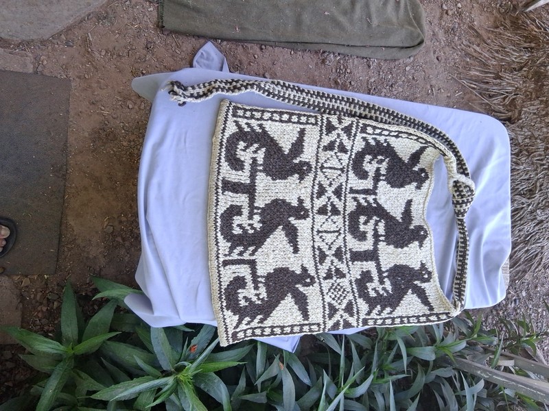 Beautiful Hand Knit Wool Carry Bag. Probably Mexican. No Damage - Little Usage gallery