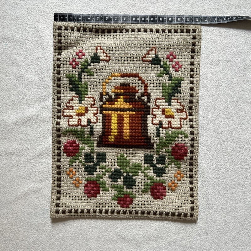 Vintage Cross Stitch Needlepoint Danish Textile Art 1970s boho retro cottagecore gallery