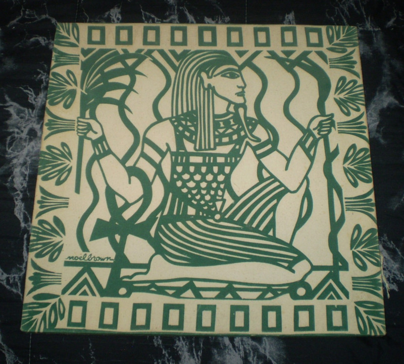 Egyptian Pharaoah Canvas Fabric Art NOEL BROWN Dallas Texas 18″
