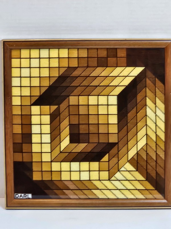 Vintage Mid Century Modern OP ART NEEDLEPOINT based on AXO-44 by VICTOR VASARELY