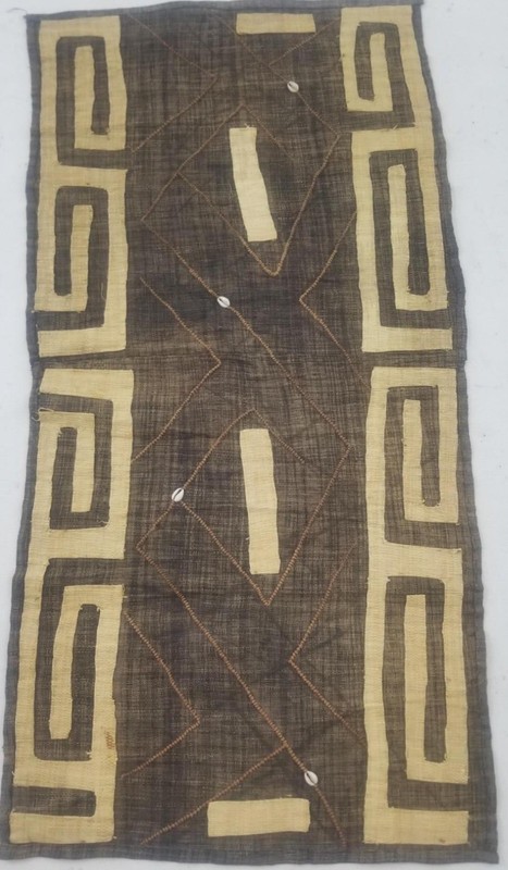 Vintage African Kuba Cloth Raffia Appliqué Handmade Tribal Textile 106x53cm