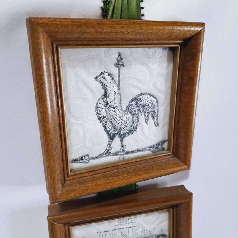 VTG Cottage Craft Fabric Sculpture Rooster Horse Textile Gallery Wall Art gallery