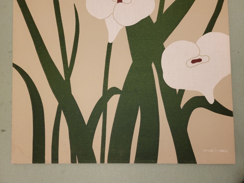 Vintage Marushka Wall Art Fabric Screen Print Calla Lillies 24 x 36 gallery