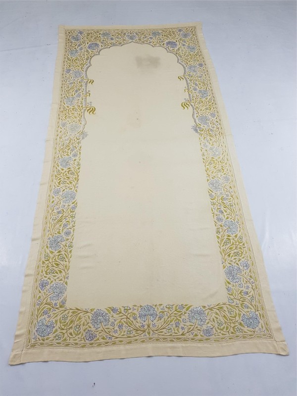 Vintage Hand Embroidered Floral Border Textile 237x113cm