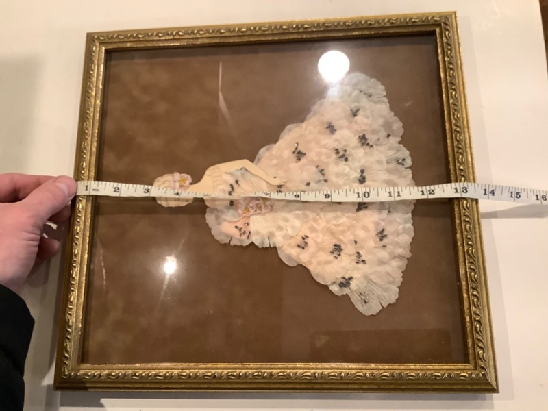 Antique/Vtg Framed Paper Doll Flower Seller Handmade Dressed w Lace And Ribbons gallery