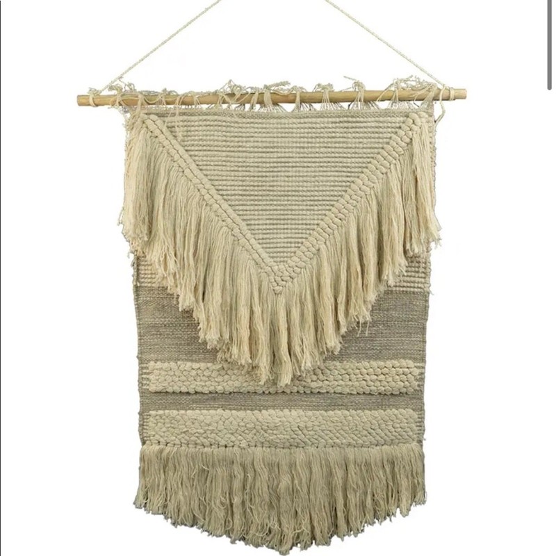 CONCEPTS IN TIME Striped V Fringe Woven Tapestry wall decor home