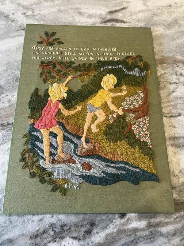 VTG Bucilla «Angels of God» Complete Needlecraft Artwork 1975 Children 16×12″