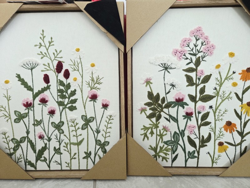 NIP 12" x 15" BP Home 2 Piece Set Embroidery Woven Wall Art Botanical Floral gallery