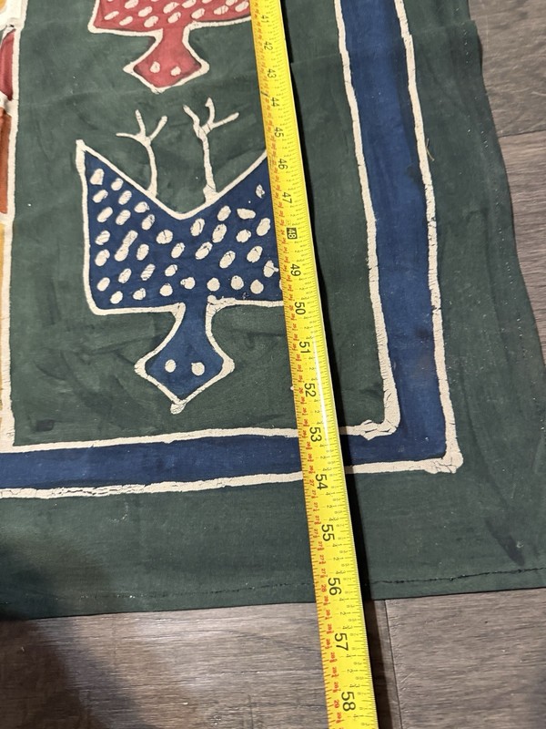 Vintage Hand Dyed Batik Cotton Canvas Textile Tribal Tapestry Africa 57” gallery