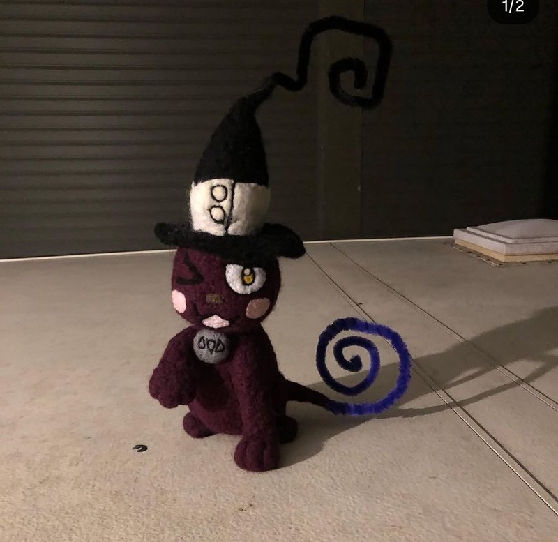 Needle Felted blair Cat Plush, Soul Eater Inspired