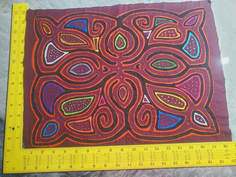 kuna panel mola textile unframed imported from Panama original abstract 2202