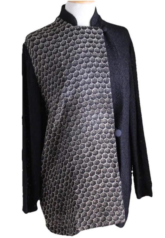 NWT Panache Sz S M Handwoven Art-to-Wear Fiber Artist Funky Woven Jacket Honey