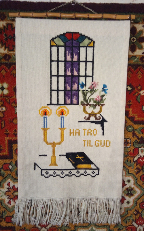 Vintage Norwegian Handmade Folk Art Picture christian motifs Wall Decor