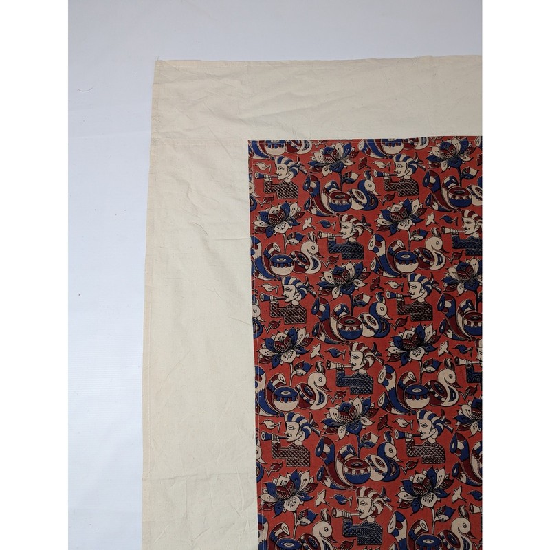Vintage Indian Kalamkari Style Musician Cotton Textile 85x58in gallery