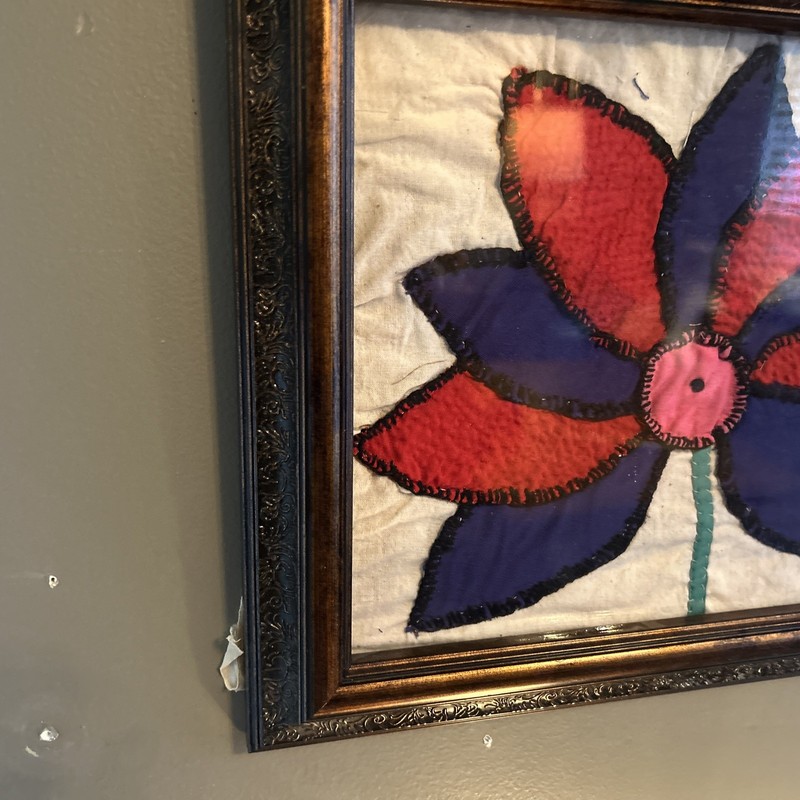 Vintage Framed Folk Textiles Woven & Sewn Fabric Art 13x11 gallery