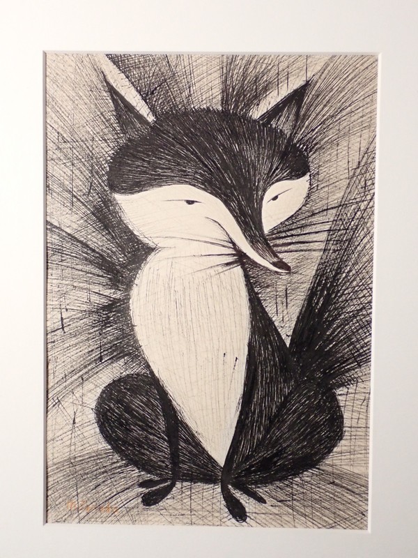 [Old Paper] Rare Art by Minori Terada (Actor/Voice of Muska): "The Fox" Signed gallery