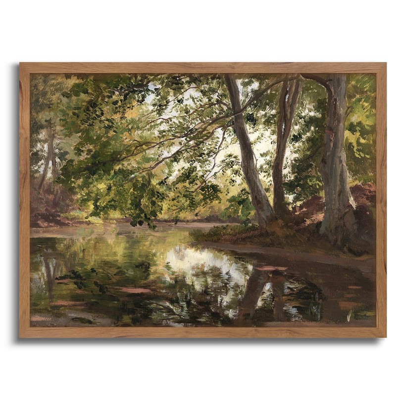 Vintage Wall Art Green Forest Lake Trees Canvas Art Prints Nature Landscape P…