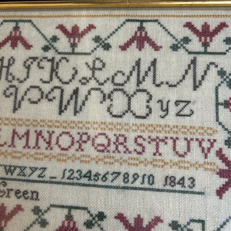 Vintage Completed Cross-stitch Sampler 1991 Alphabet Floral Motif Wall Art gallery