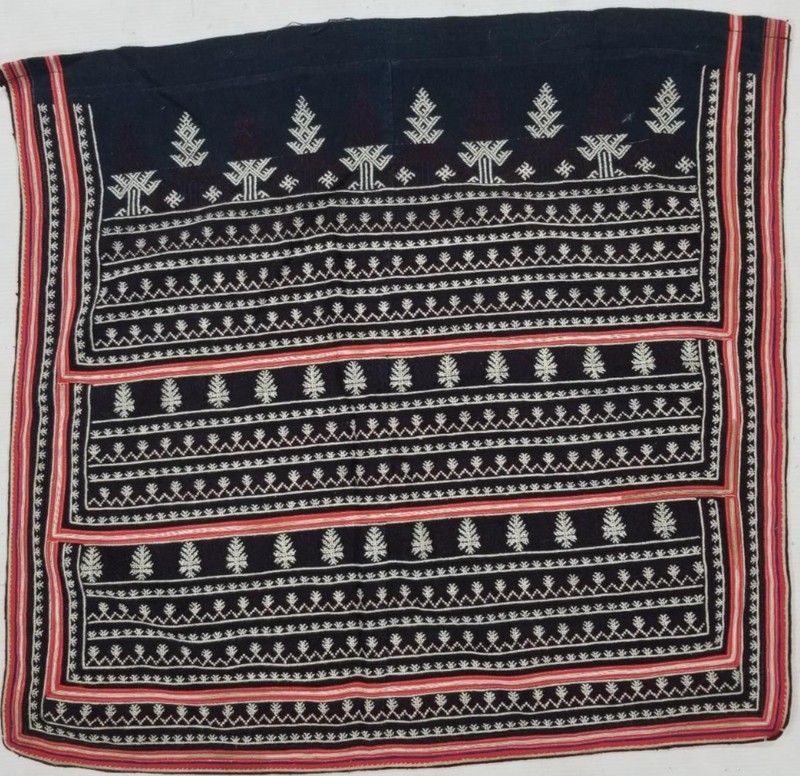 Vintage Chinese Tribal Dao Embroidered Textile 61x58cm