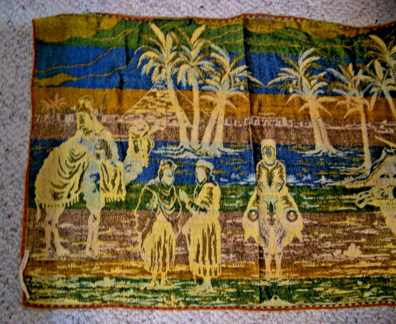 Vintage Tapestry Wall Hanging Middle Eastern Desert Scene Camel 54"x17" gallery