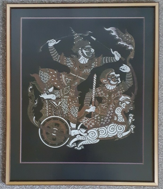 COLOMBO PETTAH SRI LANKA FRAMED TEXTILE OF WARRIOR FIGURES